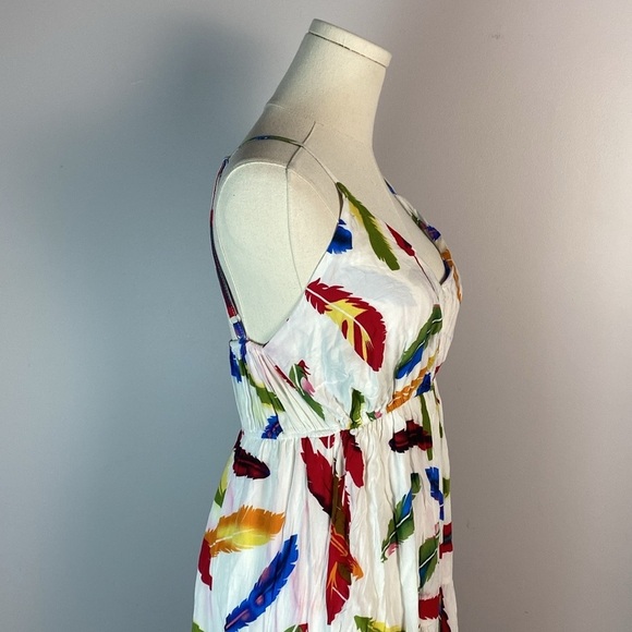 Boho Feather print multi color maxi dress size small - Picture 4 of 13